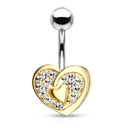 Belly Button Piercing Heart Zirconia