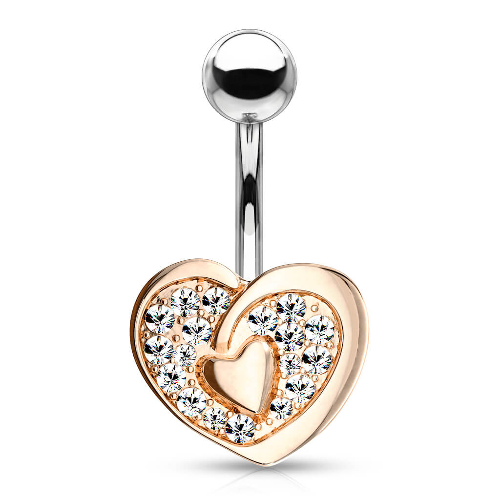 Belly Button Piercing Heart Zirconia