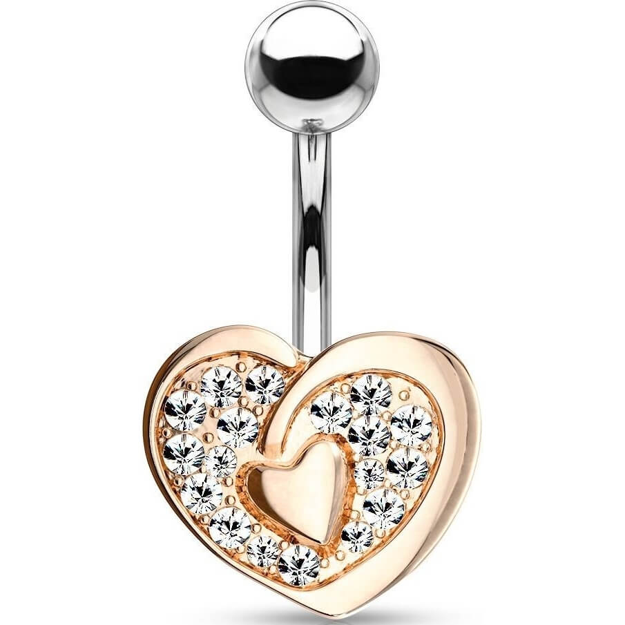 Piercing Ombelico Cuore di zirconi