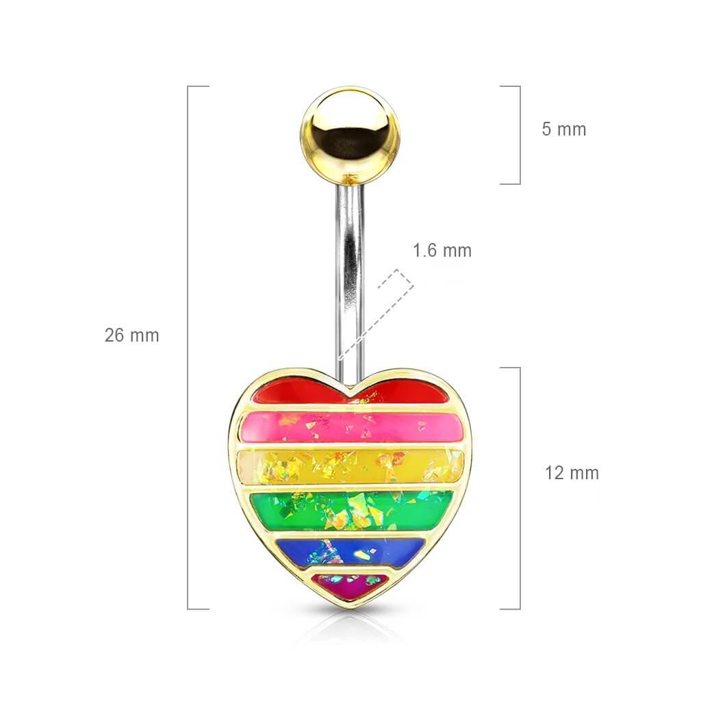 Belly Button Piercing Heart rainbow