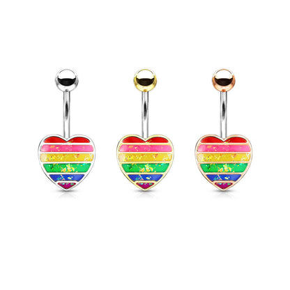 Piercing Ombelico Cuore arcobaleno