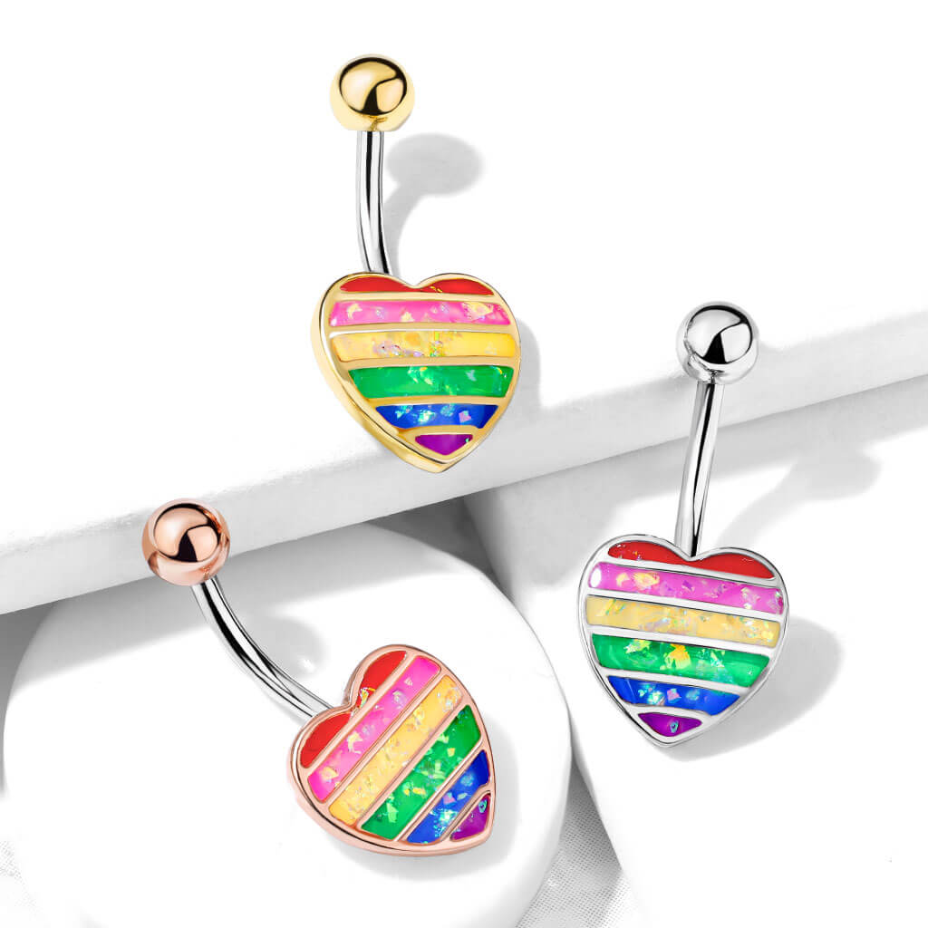 Bauchnabelpiercing Herz Regenbogen