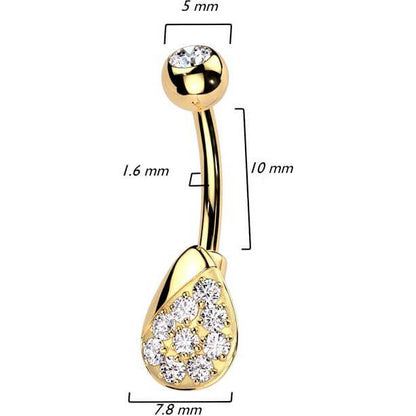 Belly Button Piercing teardrop zirconia