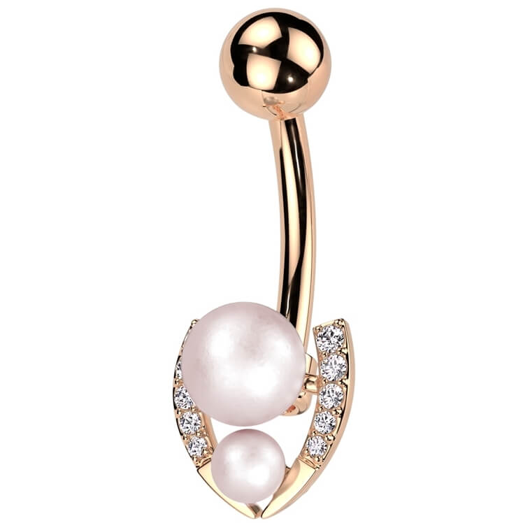 Belly Button Piercing horseshoe pearl balls zirconia