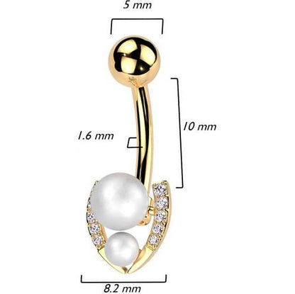 Piercing Ombelico Perle e Ferro di Cavallo di Zirconi