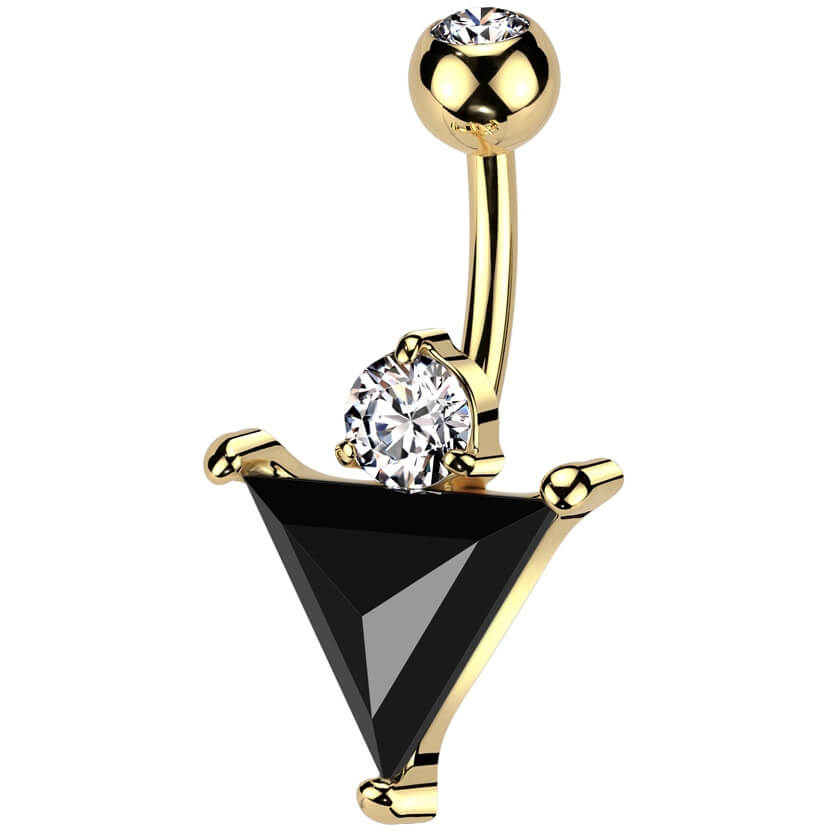 Belly Button Piercing black triangle zirconia