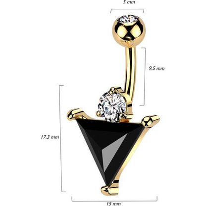 Piercing Nombril Triangle Noir Zircone