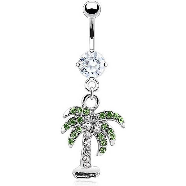 Belly Button Piercing Palm Tree dangle Zirconia