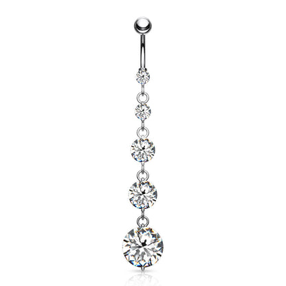 Belly Button Piercing 5 Zirconia dangle Silver