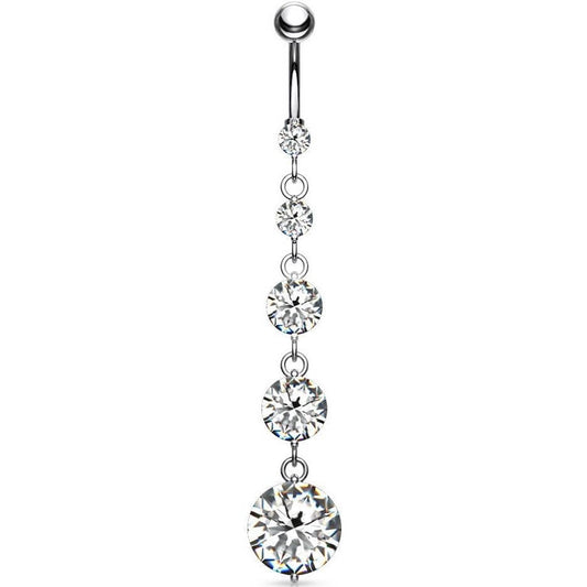 Belly Button Piercing 5 Zirconia dangle Silver