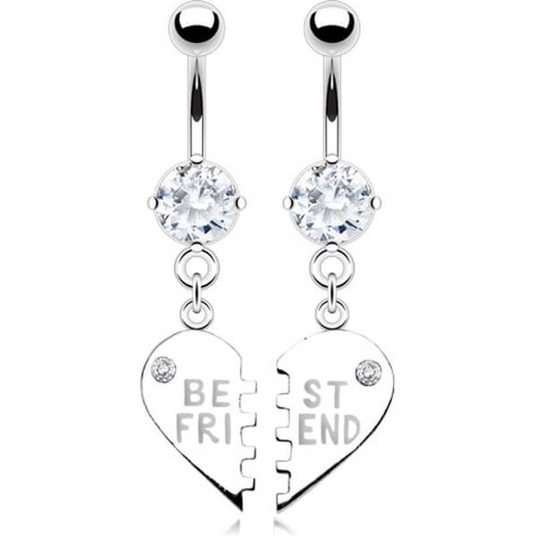 Bauchnabelpiercing BEST FRIEND Herz beweglich Zirkonia