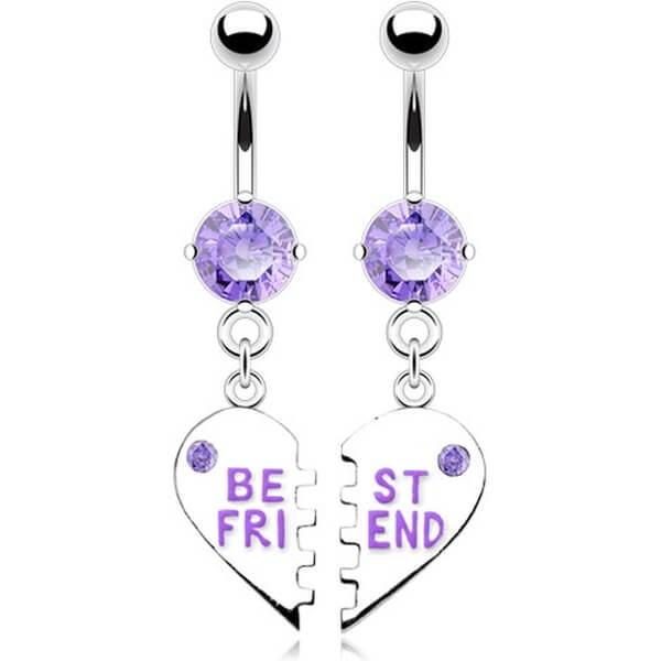 Piercing Nombril Pendentif Cœur BEST FRIEND Zircone