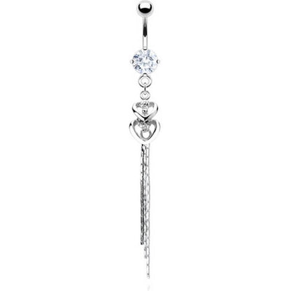 Piercing Nombril Pendentif Cœur Zircone Argent