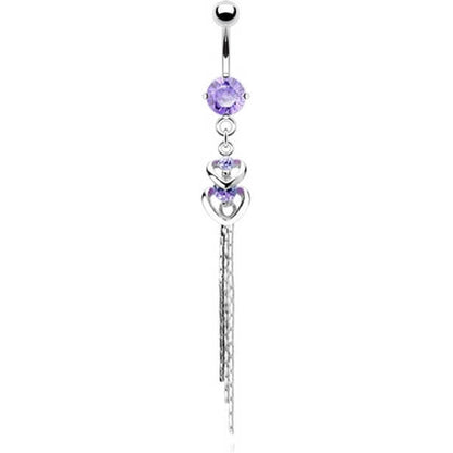 Belly Button Piercing Heart dangle Zirconia Silver