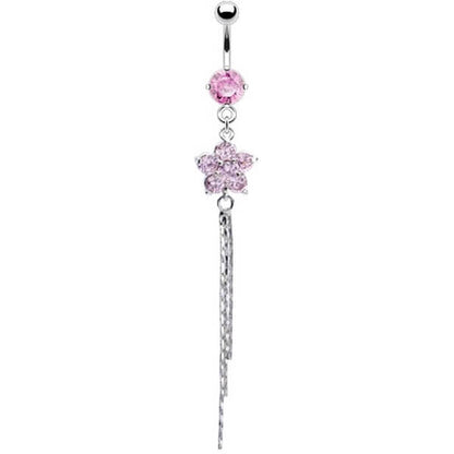 Piercing Nombril Pendentif Fleur Zircone