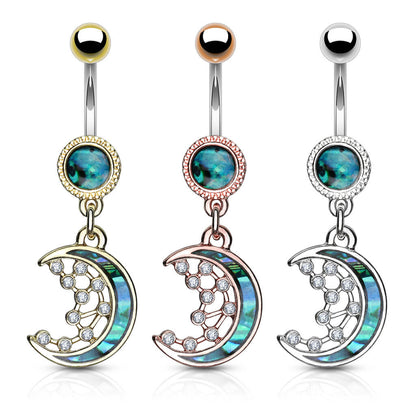 Piercing Nombril Pendentif Lune Zircone