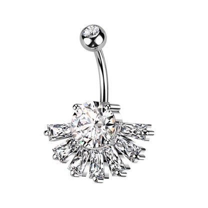 Belly Button Piercing Folding Fan Zirconia