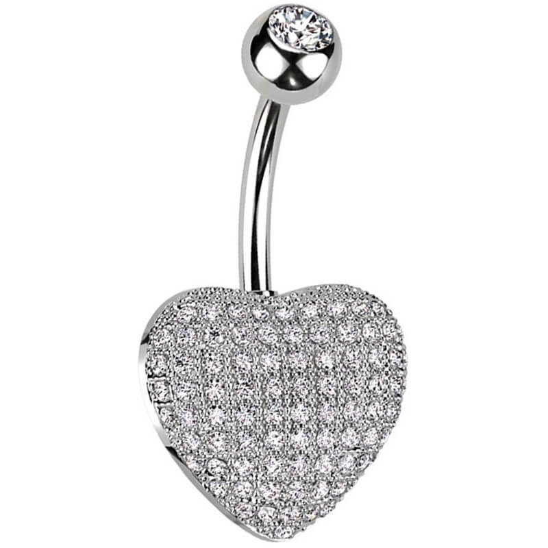 Piercing Ombelico Cuore di zirconi