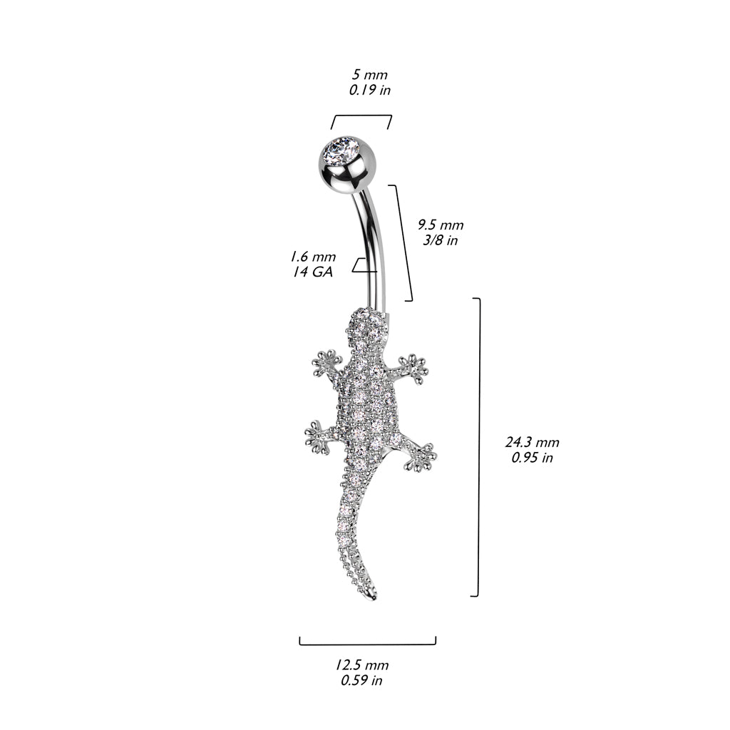 Piercing Ombelico Lucertola di zirconi