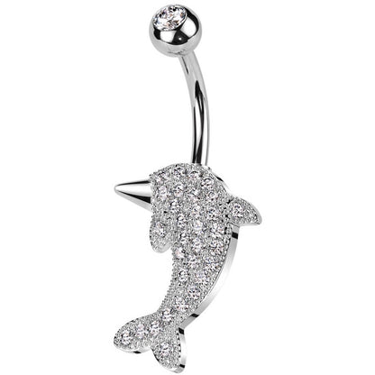 Belly Button Piercing Dolphin zirconia