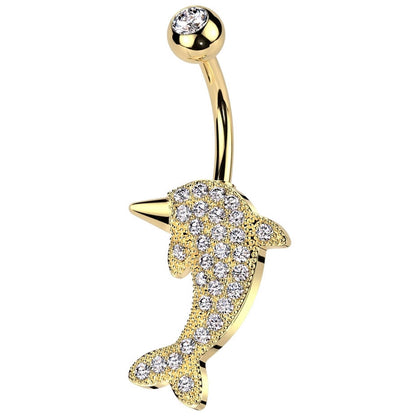 Belly Button Piercing Dolphin zirconia