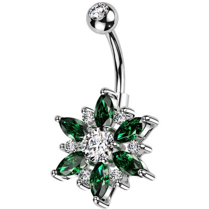 Piercing Ombelico Fiore di Zirconi taglio Marquise