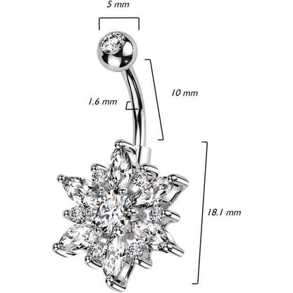 Piercing ombligo Flor de Circonitas Marquesa