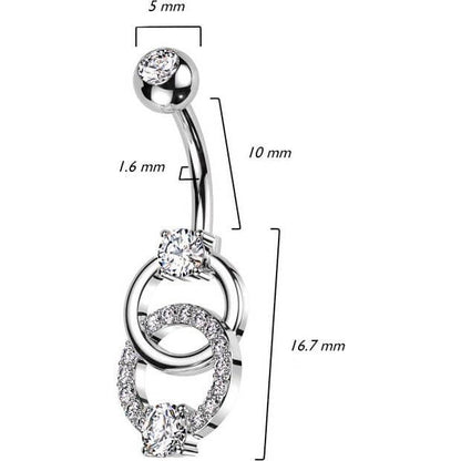 Piercing Nombril Double Anneau Zircone