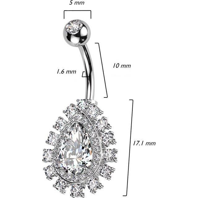 Belly Button Piercing teardrop zirconia