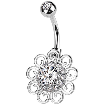 Bauchnabelpiercing Blume Zirkonia