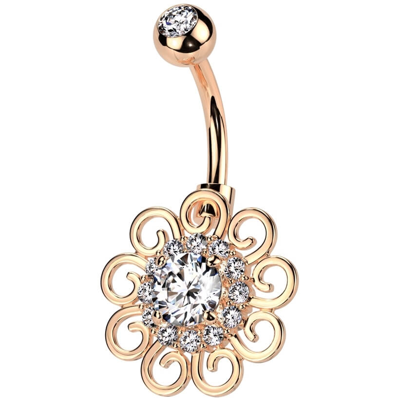 Bauchnabelpiercing Blume Zirkonia