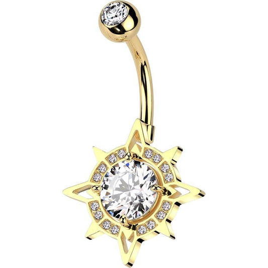 Belly Button Piercing compass zirconia