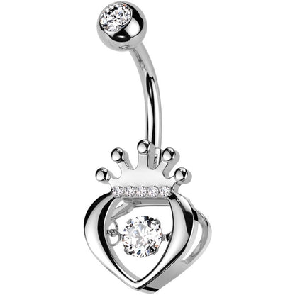 Piercing Ombelico Cuore con Zirconi Coronato