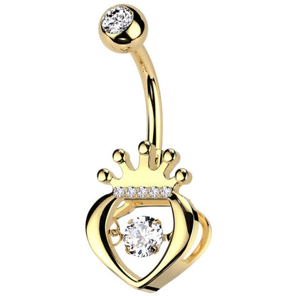 Piercing Ombelico Cuore con Zirconi Coronato