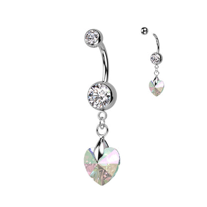 Belly Button Piercing Heart dangle Zirconia Silver