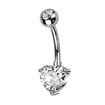 Belly Button Piercing Heart Zirconia