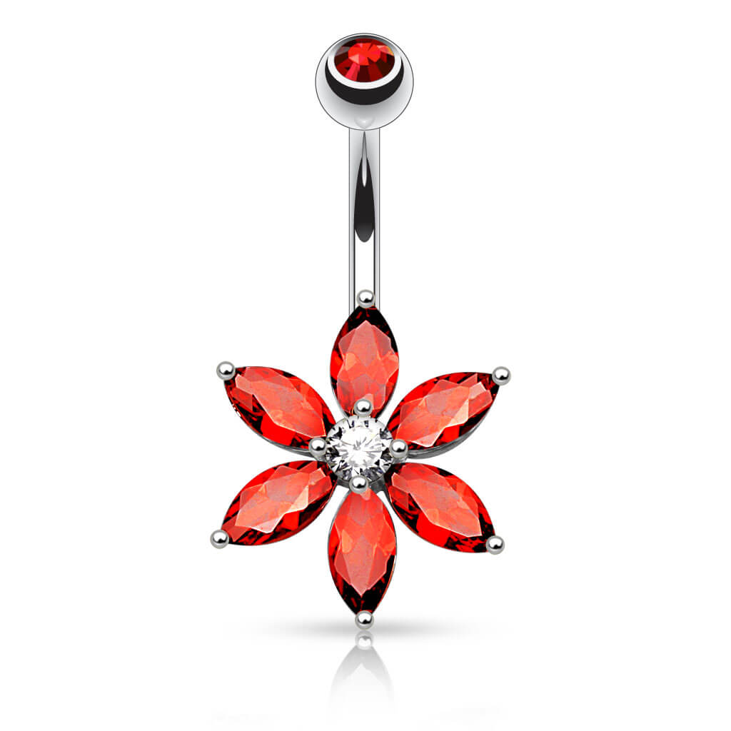 Bauchnabelpiercing Blume Zirkonia