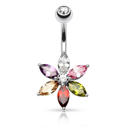 Belly Button Piercing Flower Zirconia