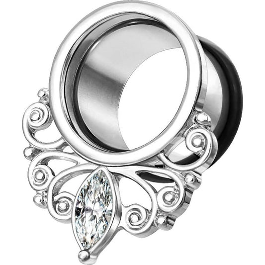 Tunnel Vintage Zirkonia Silber Silikon O-Ring