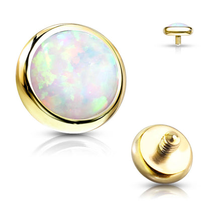 top flat round opal bezel setting Internally Threaded