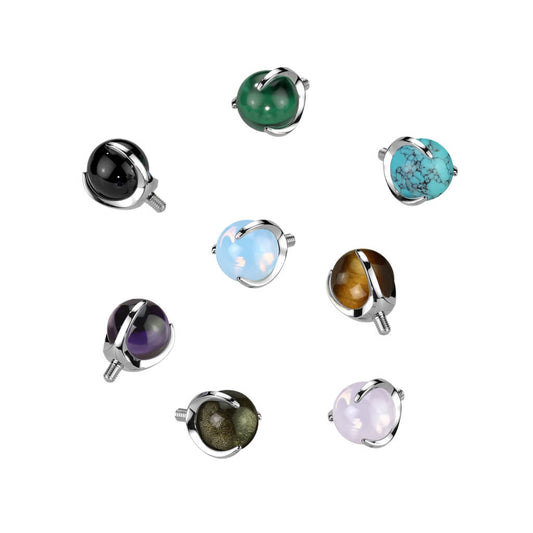 Titanium top ball semi-precious stone Internally Threaded