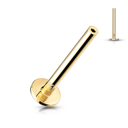 Oro 14kt Labret con base plana Push In