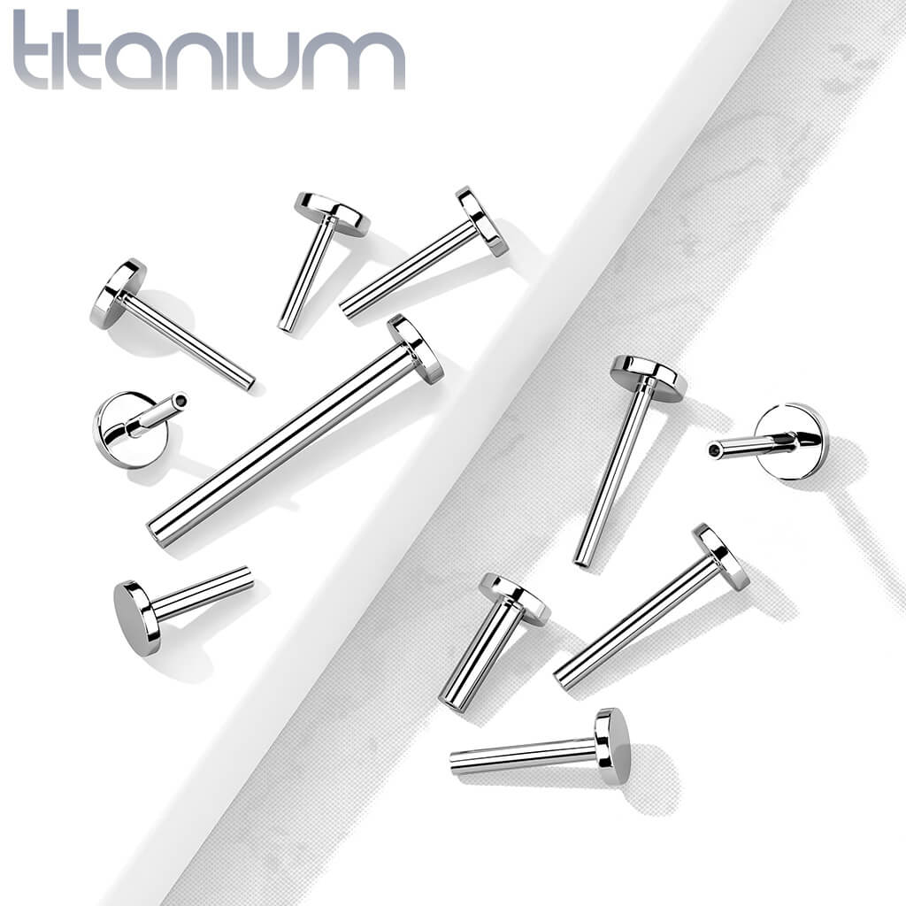 Titanium labret base flat back 4mm Push-In