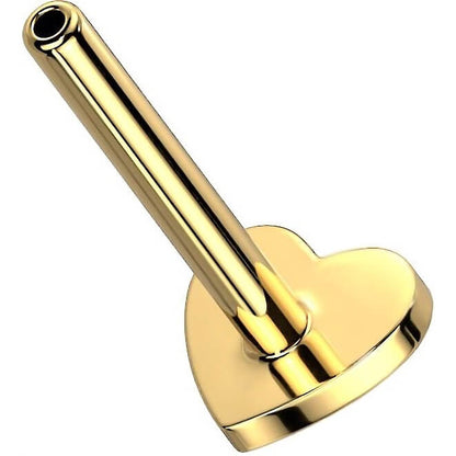 Titanium labret base heart flat back Push-In