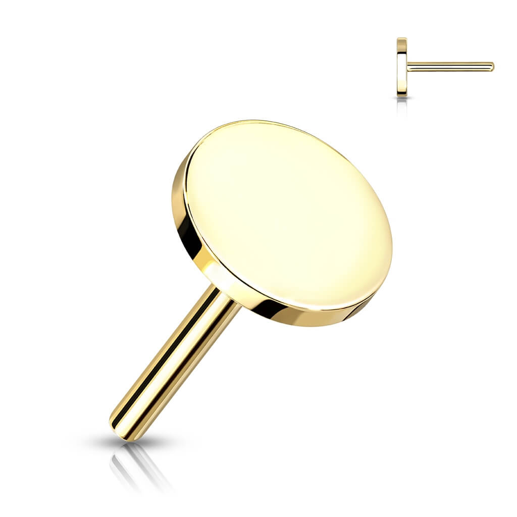 Or 14kt Embout Embout Rond Plat Enfoncer