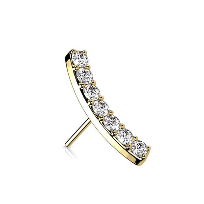 Solid Gold 14 Carat top curved zirconias Push-In