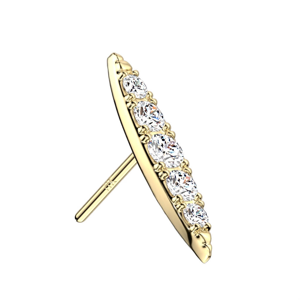 Oro 14 kt Top in zirconi a ellisse Push-In