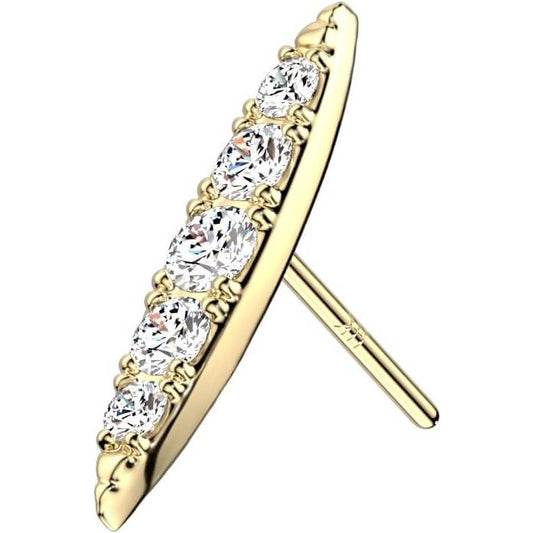 Oro 14 kt Top in zirconi a ellisse Push-In