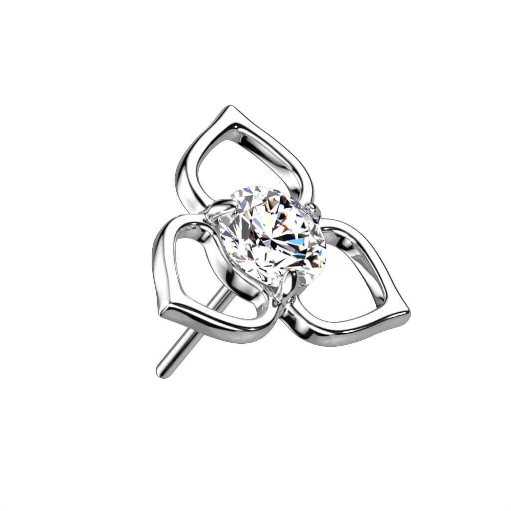 Or 14kt Embout Embout Fleur Zircone  Enfoncer