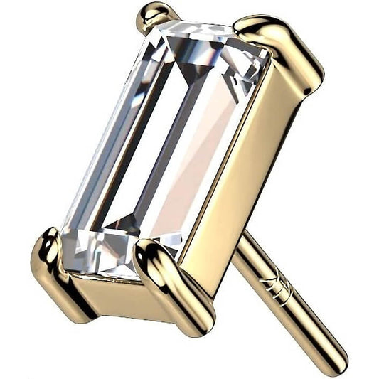 Oro 14kt Top Circonita Baguette Push In